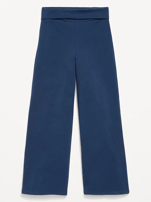 Foldover Jersey Knit Wide-Leg Pants for Girls