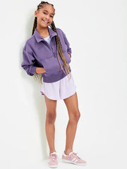 High-Waisted Mesh Dolphin-Hem Shorts for Girls