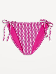Pique String Bikini Swim Bottoms