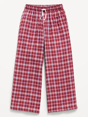 Pull-On Wide-Leg Flannel Plaid Pants for Girls