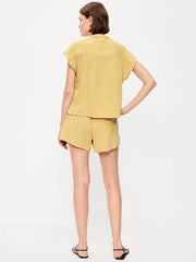 High-Waisted Crinkle Gauze Shorts