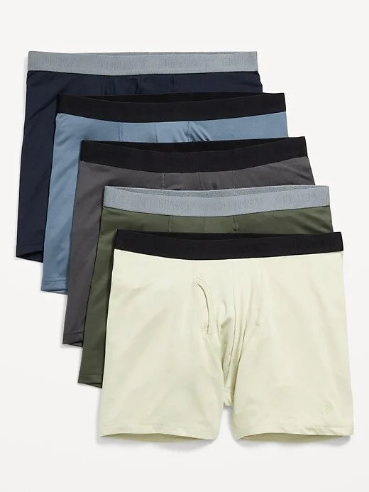 5-Pack Go-Dry Cool Performance Boxer Briefs -- 5-inch inseam