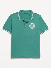 Short-Sleeve Pique Graphic Polo Shirt for Boys