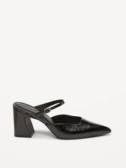 Buckle-Strap Mule Heels for Women