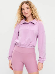 Button-Up Funnel-Neck Sweatshirt
