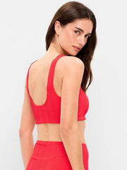Ribbed Scoop-Neck Swim Top