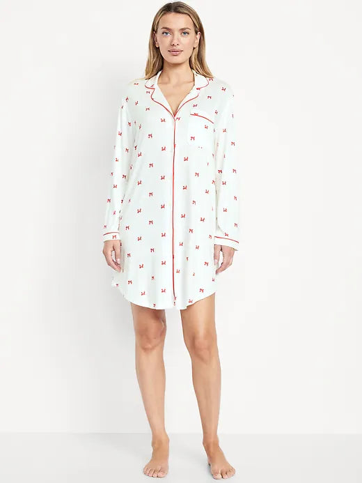 Long-Sleeve Knit Sleep Shirt