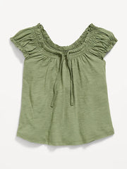 Short-Sleeve Tie-Front Jersey-Knit Top for Girls