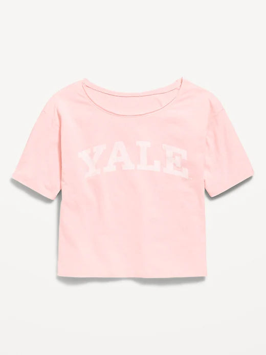 College Off-Shoulder Graphic T-Shirt for Girls