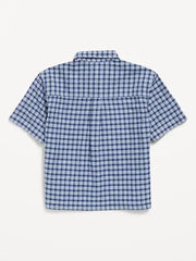 Short-Sleeve Boxy Cropped Textured Shirt for Boys