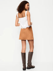 Faux-Suede Mini Skirt